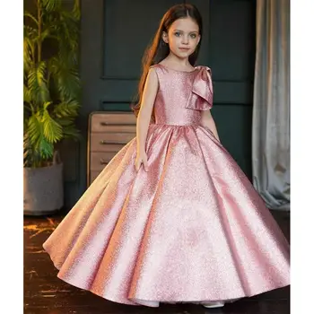 2023 Елегантна детска рокля на принцеса за момичета, расшитое пайети, без ръкави, вечерни бални рокли, детски костюм за пиано представяне