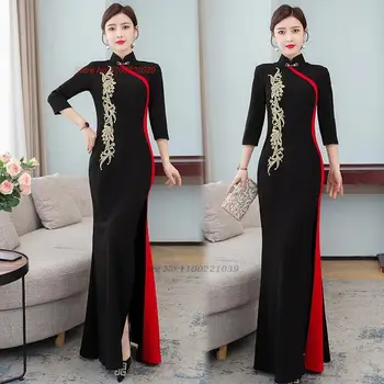 2023 китайското винтажное рокля чонсам с национална бродерия на цветя и подобряване на китайското ретро фолк празнична вечерна рокля qipao vestido