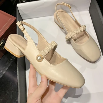 2023 Летни удобни дамски сандали на дебел ток в приказен стил на средно обувки с неплъзгащи се деформира дамски модни нескользящая дамски обувки