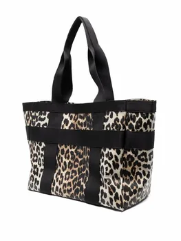 2023 Нова дамски лоскутная чанта голям капацитет, с леопардовым принтом, модни реколта чанта на рамото с писмото принтом, дамски чанти-тоут