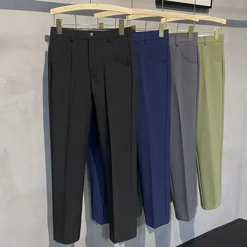 2023 Пролетно-есенен костюм мъжки Панталони са свободни панталони в Класически стил преки официални мъжки бизнес ленени панталони S30