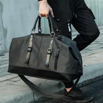 2023 Ретро холщовая чанта-тоут, мъжка мода тенденция пътна чанта с голям капацитет на къси разстояния, чанта на рамото за мъже