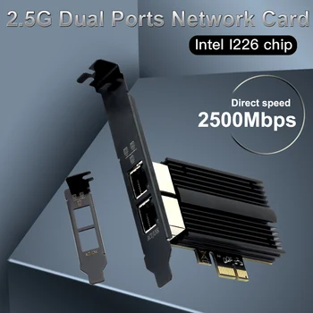 2500 Mbps PCI-E ДО RJ-45 Мрежова Карта Intel I226 Gigabit Ethernet rj-45 С Два Порта 1000/2500 М PCI Express Wlan Адаптер За Настолни компютри