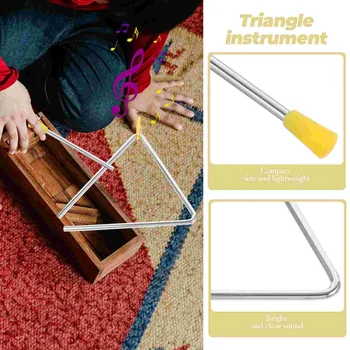 3 комплекта Музикален триъгълни инструмент Просветление Звънец Метална ударни Ръка детето
