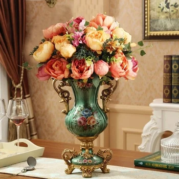 30-см европейската ваза от смола, стереоскопическая аранжировка от сухи цветя, качающаяся чиния, украса за влизане в хола, украса за дома