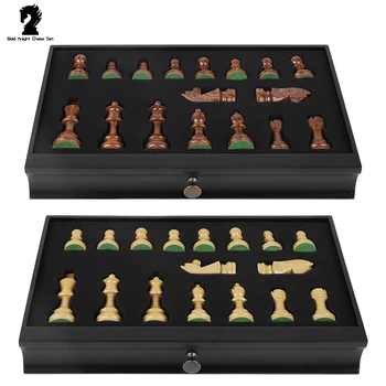 39*39 см Тип кутия Магнитен международен шахматен комплект Настолен стил Круша цветя Дървена шахматна дъска Кожена пъзел