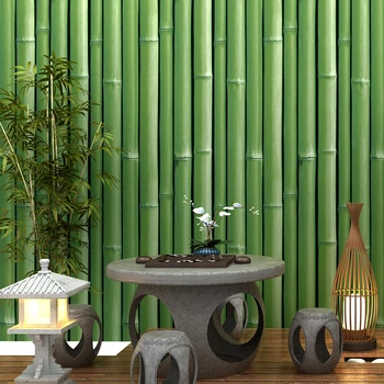 3D бамбукови тапети верандата на хотела хол ТЕЛЕВИЗИЯ фон на стената Декорация на дома, в класически китайски стил стикер за стена, PVC