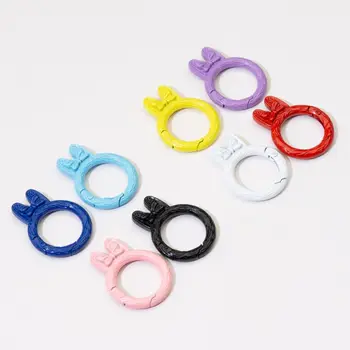 4 бр. разноцветни кутия ключалката с о-пръстен, благородна форма на заек, 28 мм карабинер, закопчалката-клипса, портфейли, чанти