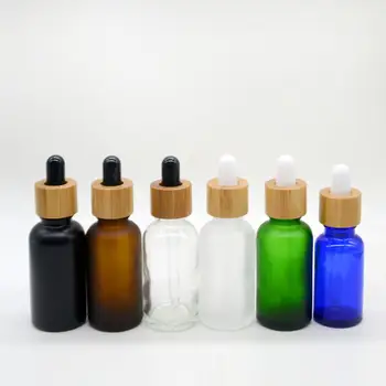 4 цвят Е бамбук в дървена бутилка-за краен етерично масло, каучук бутилки-капкомер, козметичен контейнер