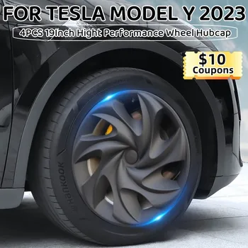 4ШТ 19-Инчов Капачката на Главината За Tesla, Модел Y 2020-2023 Капачката на Главината на Колелото Изпълнение Подмяна на Капаци на Колелата Пълно Покриване на Джантата Аксесоари
