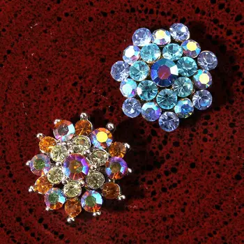5 бр./лот, 20 мм, 2 стил, реколта блестящи метални многоцветни кристално чисти декоративни копчета с кристали за аксесоари за коса за момиченца