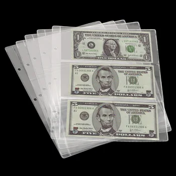 5 бр., подложка, 3 слота, прозрачен държач за банкноти, преносим защитна чанта за книжни пари, албум за събиране на хартиени пари