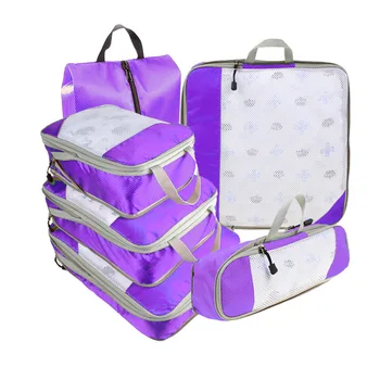6 БР., компресиран пътен органайзер за съхранение, чанта за обувки, окото плат, визуален багаж, ръчни опаковъчни кубчета, лека чанта за куфар