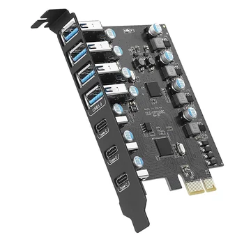 7 PCIe портове за USB 3.0 Карта за разширение PCI USB-карта за поддръжка на настолни КОМПЮТРИ-карти /8/7/ XP