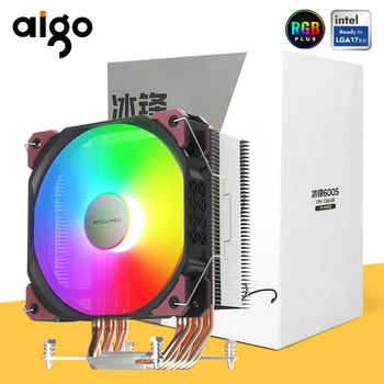 Aigo CPU Cooler 6 Топлинни Тръби 4-Пинов PWM RGB 120 ММ ВЕНТИЛАТОР на КОМПЮТЪР Тих Охладител За Intel LGA 1700 1200 1150 1151 Вентилатор за Охлаждане на процесора