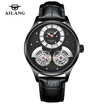 AILANG 2023 Нови Класически Автоматични Часовници с Двойно Турбийоном за Мъже, Кожени Светещите Стрелки, Механични Часовници, Мъжки Reloj Hombre