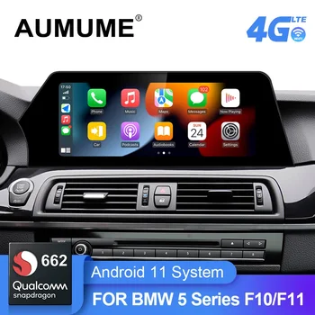 Android 11,0 Автомобилното радио 12,3'Для BMW 5 Серия F10 F11 2011-2016 CIC NBT 520i Син Анти-огледален Екран GPS Навигация Carplay 4G