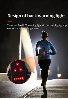 AONIJIE Outdoor E4303 Водоустойчив гърдите лампа с възможност за регулиране, фенерче, зареждане чрез USB за нощно тичане, каране на колело, туризъм, инструменти