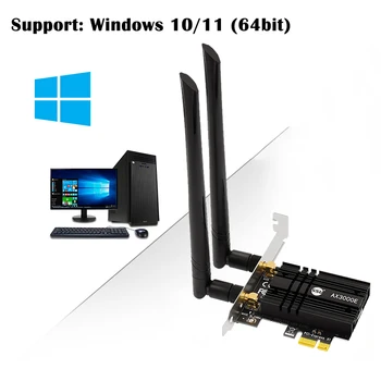 AX3000E Трибандов 3000 Mbps WiFi6 PCIe Wifi Адаптер Bluetooth5.2 Безжичен 2,4 G/5G/6GHz 802.11 ac/AX 6G Wi-Fi 6E Карта MT7921K За PC