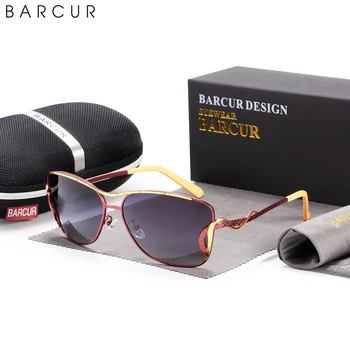 BARCUR Поляризирани очила дамски градиентные лещи Извънгабаритни квадратни слънчеви очила дамски Луксозни маркови очила Oculos