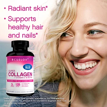 Bcuelov Collagen Помага за увеличаване производството на колаген за по-млада кожа, по-лъскава коса, по-здрави стави и по-здрави нокти