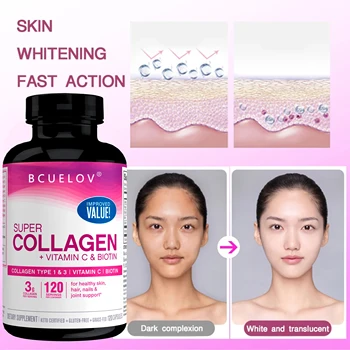 Bcuelov Collagen Помага за увеличаване производството на колаген за по-млада кожа, по-лъскава коса, по-здрави стави и по-здрави нокти
