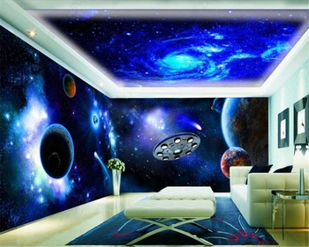 beibehang Висококачествена декоративна живопис papel de parede 3d тапети готина вселената небето темата на летяща чиния космически фон