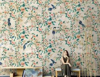 beibehang Потребителски тапети стенопис американски ретро фон с цветя и птици стенни хартия parede papel pintado de pared