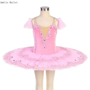 BLL529 Розово Кадифе предпрофессиональная Балетната Поличка, Блинная Пакетче за Момичета и Жени, Костюми-Пачки Балерина да се Изяви на Сцената