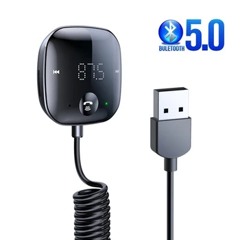 Bluetooth 5.0 Авто аудиопередатчик Безжична Bluetooth FM трансмитер AUX аудиоприемник MP3-плейър комплект за кола 