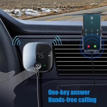 Bluetooth 5.0 Авто аудиопередатчик Безжична Bluetooth FM трансмитер AUX аудиоприемник MP3-плейър комплект за кола 