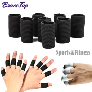 BraceTop 10 бр. еластични спортни ръкав за пръстите при артрит, защита за пръстите, защита за пръстите, за баскетбол, волейбол, за пръсти, новост