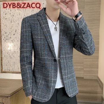 DYB & ZACQ, мъжки малък костюм, корейската версия, елегантен топ, красиви всекидневни карирани един костюм, тенденция на официалното палто