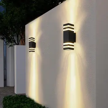 E27 Тела Външен стенен монтаж лампа Водоустойчив нагоре надолу Алуминиева градинска лампа с двойна глава с монтиран на стената лампа Осветление за коридор