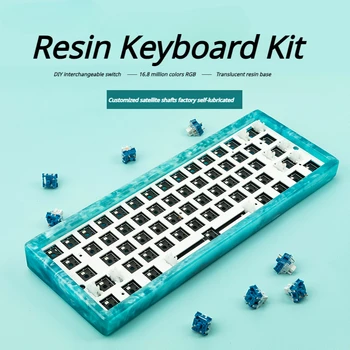 ECHOME 61keys комплект механична клавиатура от кристал смола, безжична Bluetooth-жичен детска клавиатура с три режима 