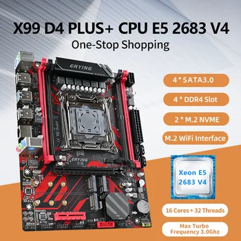 ERYING X99 D4 PLUS LGA 2011-3 Комплект дънната платка Xeon E5 2683 v4 CPU Разход на процесора