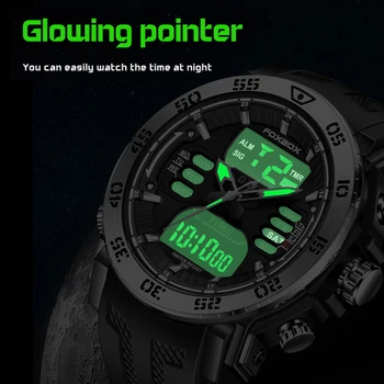 FOXBOX Военни часовник е Водоустойчив ръчен часовник с будилник Мъжки спортни часовници с двоен дисплей Цифрови часовници за мъже Relogio Masculino