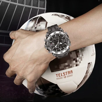 FOXBOX Военни часовник е Водоустойчив ръчен часовник с будилник Мъжки спортни часовници с двоен дисплей Цифрови часовници за мъже Relogio Masculino