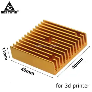Gdstime 3D принтер златен радиатор охладител алуминиев радиатор плача 40x40x11 мм