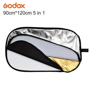 Godox 90x120 см/35x47 инча 5 в 1, Преносим Мультифото Сгъваем Отражател на Светлина с Овална форма за фото студио Лампа-Светкавица