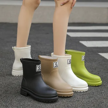 Gopher / непромокаеми обувки; дамски новост 2023 г.; водоустойчив обувки; нескользящие къса непромокаеми обувки; модни каучукови обувки на дебела подметка; нескользящая облекло