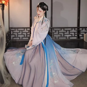 Hanfu дава пола с дължина до кръста Xianqi, пролетно-летен костюм в стил ретро, дамски дрехи