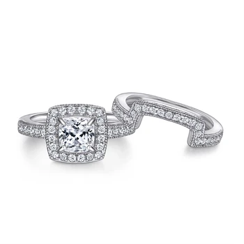 HTOTOH S925, сребърен възглавница, пръстен с муассанитом в 1 карата, женски венчален пръстен, набор от сватбени бижута, пръстен