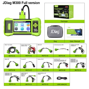 JDiag M300 Диагностичен Скенер Мотор OBD2 Moto Инструмент за Диагностика Ясен Код за Неизправност Тестер за Батерии За BMW, Ducati, Harley Honda