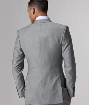 JELTONEWIN Класически бизнес мъжки костюми светло сив цвят, изработена по поръчка смокинг за младоженеца-комплект от 3 теми, блейзър за сватбени партита, жилетка, брючный костюм Homme