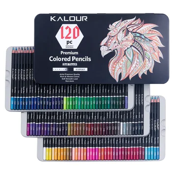 KALOUR 120 цвята Професионални маслени моливи Скица с Молив за училище по рисуване за начинаещи ученици Стоки за бродерия