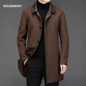 KOLMAKOV 2023, ново записване, зимно двустранно вълна палто, мъжки чанти тренч, мъжки елегантни, ежедневни вълнени якета, размер M-XXXL