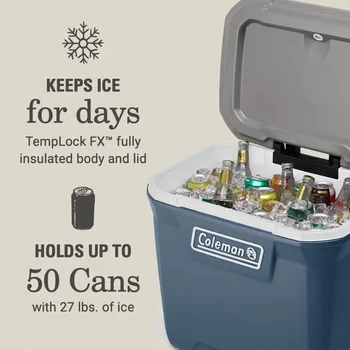 Lakeside Blue Принадлежности за къмпинг 60QT Твърд сандък на колела, термоохладитель за напитки, кутия с лед, преносимите охладители, безплатна доставка