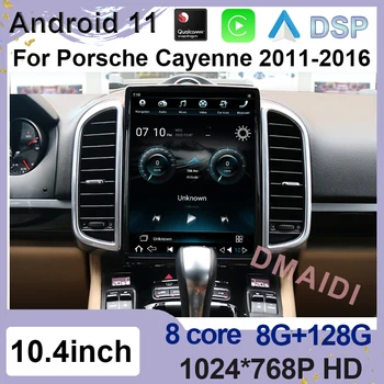 LCD екран на монитора 10,4-инчов Автомобилен Мултимедиен Android 11 8 + 128 Г Carplay GPS Навигация За Porsche Cayenne 2011-2016 Android Auto