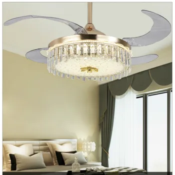 Led вентилатор на тавана Модерни минималистичные вентилатори Светло златист трицветна вентилатор на тавана с осветление